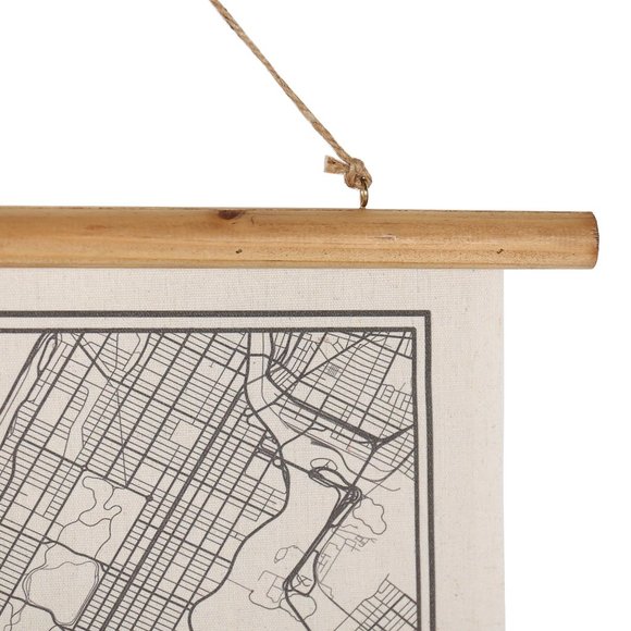 New York Map Linen Scroll Wall Hanging - Picture 3 of 3